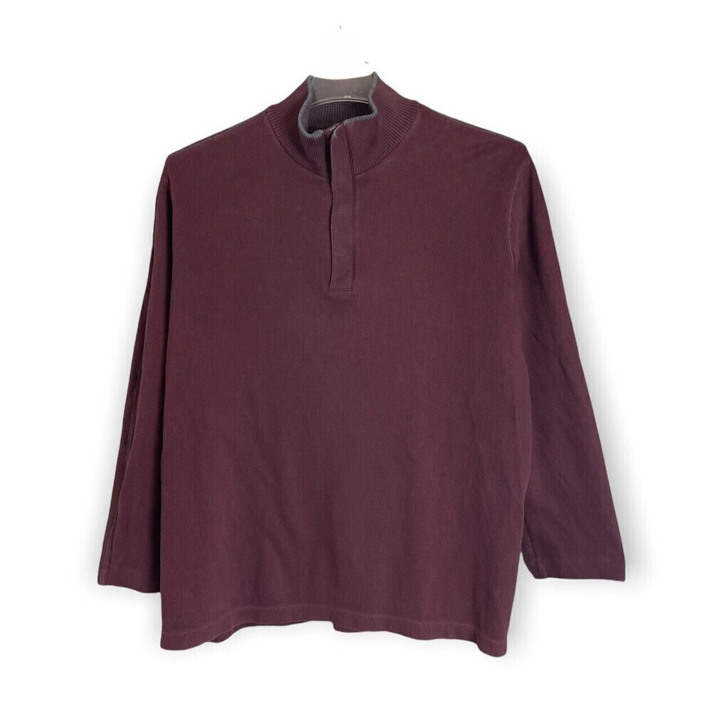 HUGO BOSS Sweater Pullover Maroon LS Mens XXL Regular Fit 100% Cotton SnapButton
